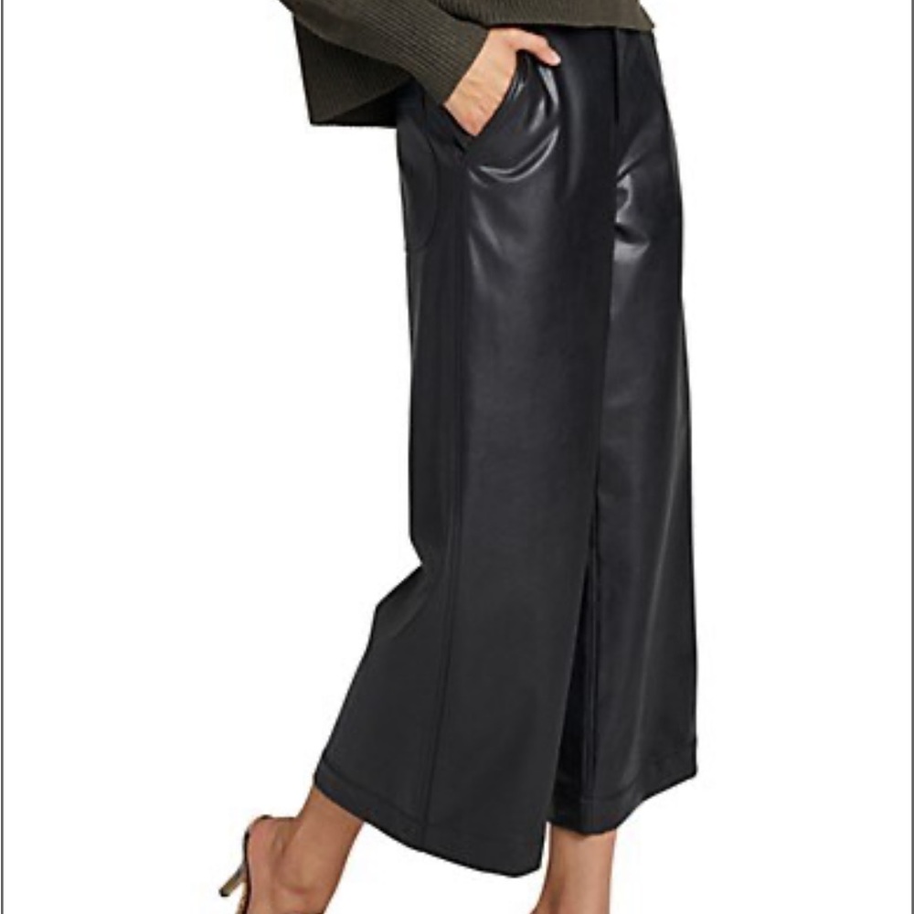 A.L.C Faux Leather Wide-Leg Crop Pants